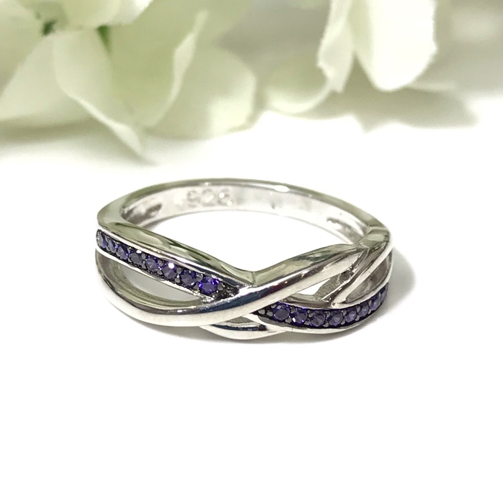 Amethyst Sterling Silver Ring Band